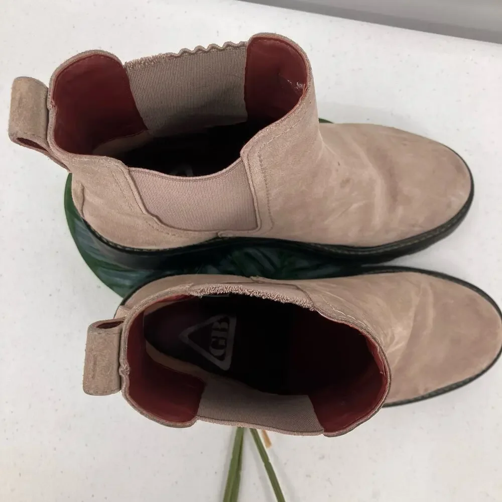 Gianni Bini GB The Change Re-New Tan Suede Leather Chelsea Ankle Heel Boot Shoes